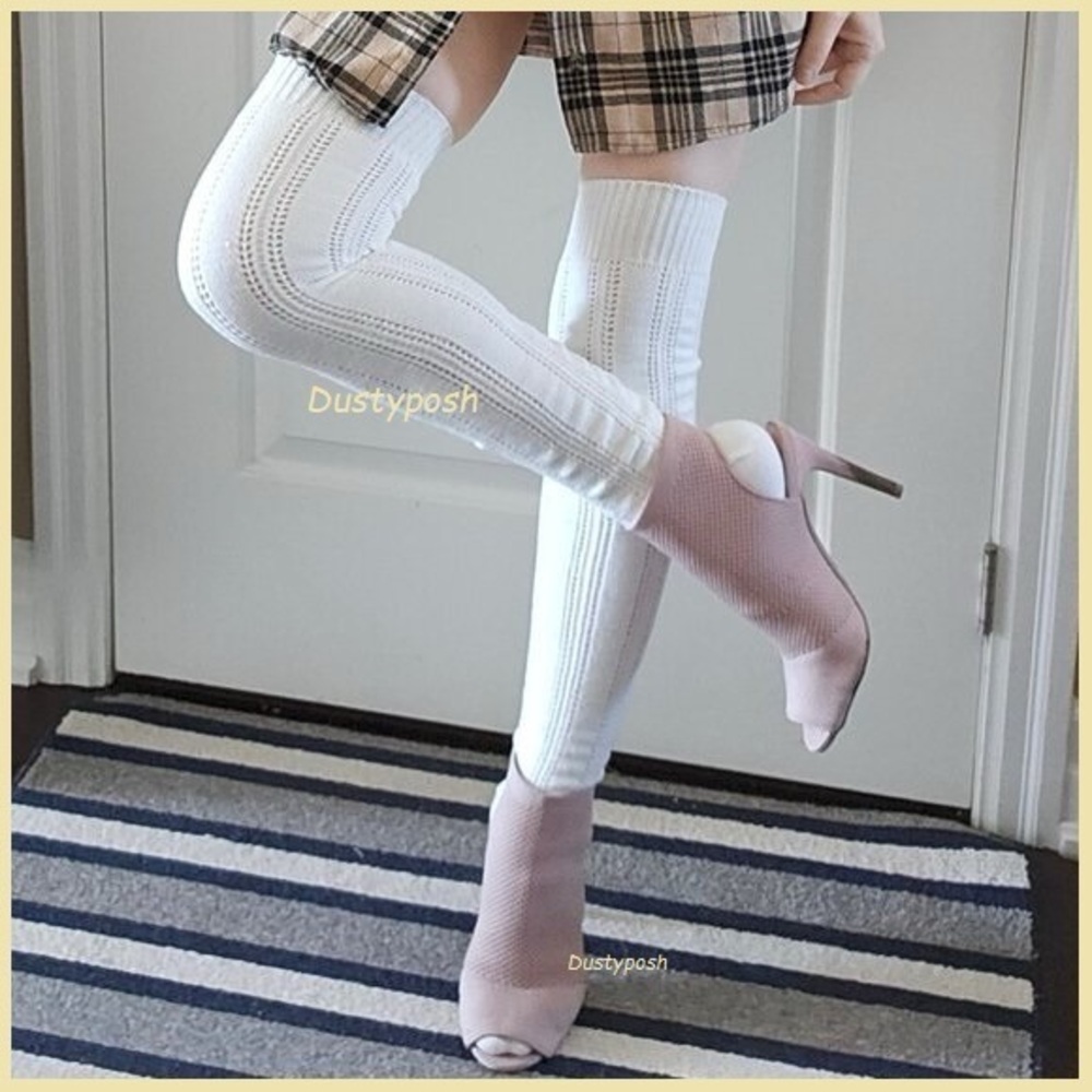 Long Soft Over Knee Socks Cable Knit Thigh High Pointelle Fall Winter Boot Gift